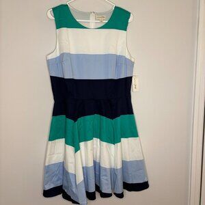 MAISON JULES NEW 12 Billiard Combo Sleeveless Lined Dress $69 Retail Navy White